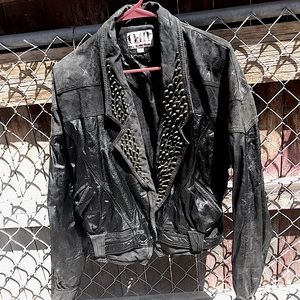 Vintage studded genuine leather jacket